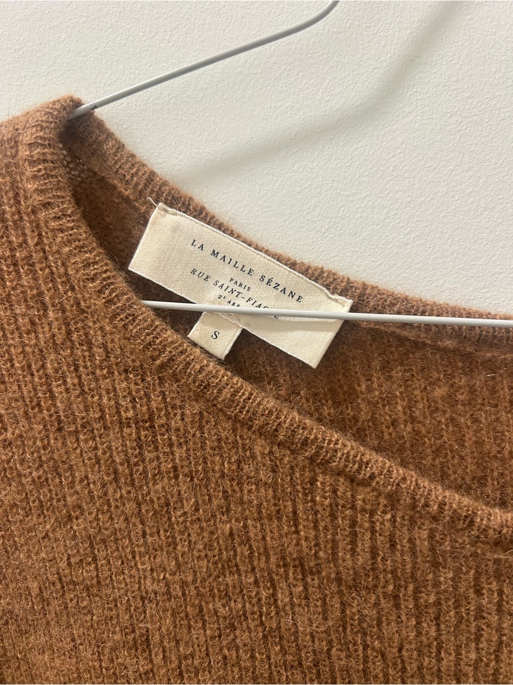 Sézane Gaspard Cardigan Camel Mohair Alpaca Sweater Size S - Picture 3 of 5